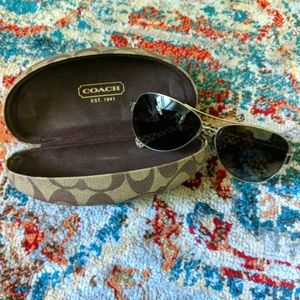 Coach Brown Polarized Aviators